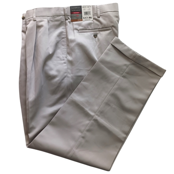 George Other - George Mens Dress Pants Trousers Beige 34 x 32 NWT Business
